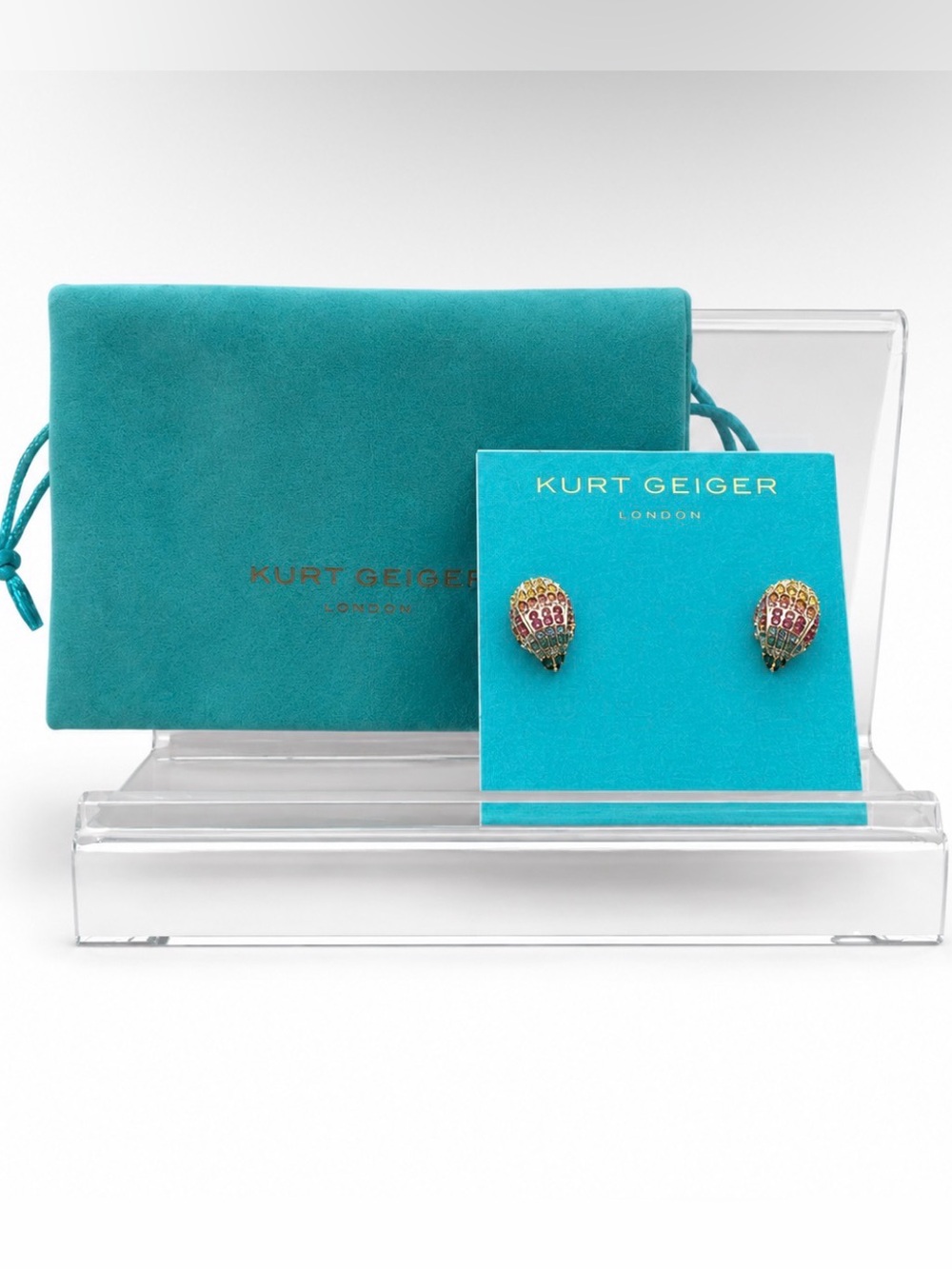 Kurt Geiger  Rainbow Pave Eagle Head Stud Earrings w/Dust Bag